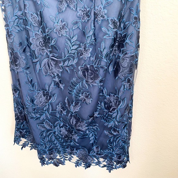 La Femme Midnight Blue Lace Midi Dress - Picture 10 of 14